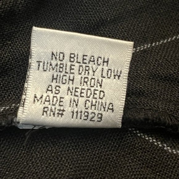Cottage Clothing Black Stripe 100% Linen Popken Hem Button Up Shirt Size XL - Picture 9 of 10